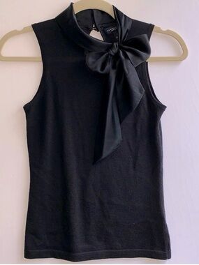 Banana Republic Silk Cashmere Tie Neck Sleeveless Black M